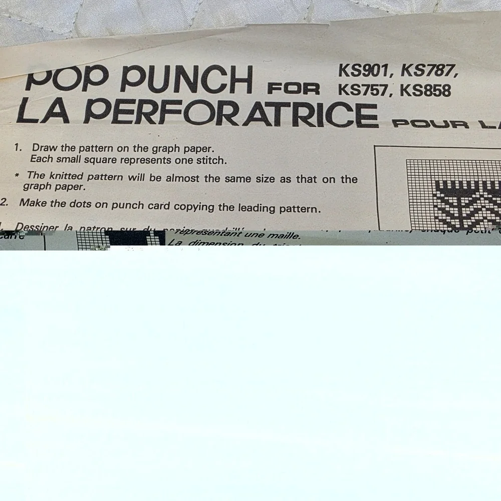 Toyota Knitting Machine Pop Punch Card Puncher Custom  Knitting for Own Designs